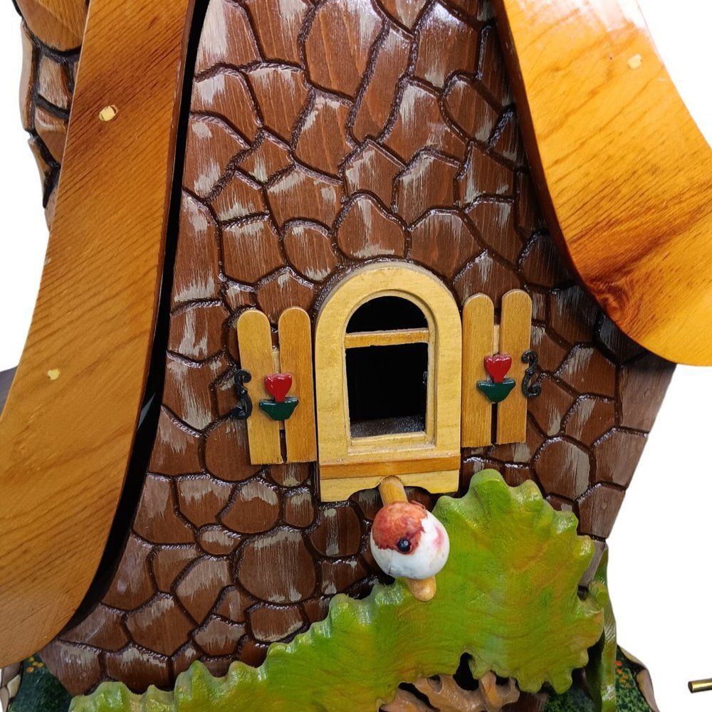 Whimsical Cottage Garden Bird Feeder Wood Carved and Hand Painted Gnome Fairy - Picture 8 of 15